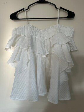 Snidel White Ruffled Off-Shoulder Blouse One Size Japan